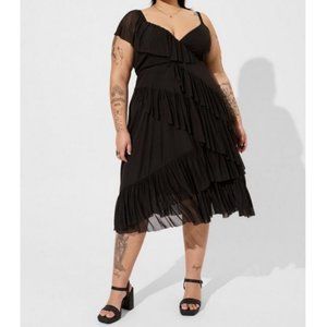 NWT Torrid Black Tiered Ruffle Dress Size 1x